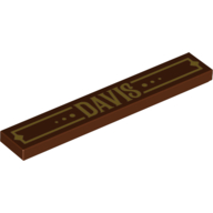 Visuel indicatif Rebrickable de Tuile 1 x 6 avec motif imprimé or "DAVIS" (Tile 1 x 6 with Gold "DAVIS" Print)