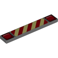 Visuel indicatif Rebrickable de Tuile 1 x 6 avec feu rouge et bande de sécurité imprimé (Spoiler) (Tile 1 x 6 with Red Lights and Safety Stripes Print (Spoiler))