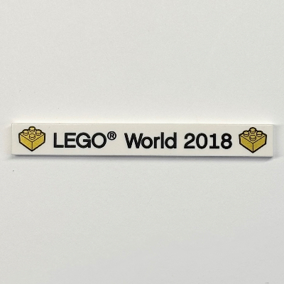 Visuel indicatif Rebrickable de Tuile 1 x 6 avec motif imprimé 'LEGO World 2018' (Tile 1 x 6 with 'LEGO World 2018' Print)