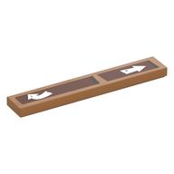 Visuel indicatif Rebrickable de Tuile 1 x 6 avec des flèches blanches sur fond brun rougeâtre Motif imprimé (Tile 1 x 6 with White Arrows on Reddish Brown Backgrounds Print)
