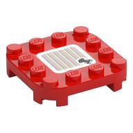 Visuel indicatif Rebrickable de Plaque coins ronds 4 x 4 x 2/3 cercle avec boutons réduits avec trône et code à barres motif imprimé (autocollant) (Plate Round Corners 4 x 4 x 2/3 Circle with Reduced Knobs with Throne and Barcode Print (Sticker))