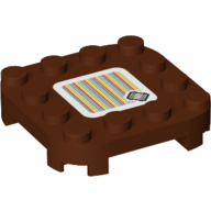 Visuel indicatif Rebrickable de Plaque à coins arrondis 4 x 4 x 2/3 cercle avec boutons réduits et radeau et code à barres motif imprimé (autocollant) (Plate Round Corners 4 x 4 x 2/3 Circle with Reduced Knobs and Raft and Barcode Print (Sticker))