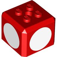 Cube spécial brique avec 2 x 2 tenons sur le dessus, et des cercles blancs imprimé (Brick Special Cube with 2 x 2 Studs on Top, and White Circles Print)