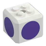 Cube spécial brique avec 2 x 2 tenons sur le dessus, et des cercles violet foncé motif imprimé (Brick Special Cube with 2 x 2 Studs on Top, and Dark Purple Circles Print)