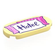 Visuel indicatif Rebrickable de Tuile ronde 2 x 4 avec des oreillers blancs/rose clair/rose foncé, motif imprimé 'Hotel' violet foncé (Tile Round 2 x 4 with White/Bright Pink/Dark Pink Pillows, Dark Purple 'Hotel' Print)