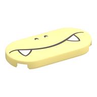 Tuile ronde 2 x 4 avec visage, motif imprimé de crocs blancs (Tile Round 2 x 4 with Face, White Fangs Print)