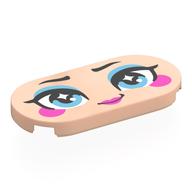 Visuel indicatif Rebrickable de Tuile ronde 2 x 4 avec visage, yeux bleu clair vif, fard à paupières, joues rose foncé, lèvres motif imprimé (Tile Round 2 x 4 with Face, Bright Light Blue Eyes, Eyeshadow, Dark Pink Cheeks, Lips Print)