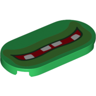 Tuile ronde 2 x 4 avec bouche rouge grand, blanc Dents motif imprimé (Tile Round 2 x 4 with Wide Red Mouth, White Teeth Print)