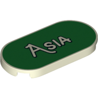 Visuel indicatif Rebrickable de Tuile ronde 2 x 4 avec 'Asia' sur fond vert imprimé (Tile Round 2 x 4 with 'Asia' on Green Background Print)