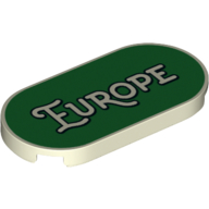 Visuel indicatif Rebrickable de Tuile ronde 2 x 4 avec 'Europe' sur fond vert imprimé (Tile Round 2 x 4 with 'Europe' on Green Background Print)