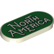 Visuel indicatif Rebrickable de Tuile ronde 2 x 4 avec 'North America' sur fond vert imprimé (Tile Round 2 x 4 with 'North America' on Green Background Print)