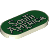 Visuel indicatif Rebrickable de Tuile ronde 2 x 4 avec 'South America' sur fond vert imprimé (Tile Round 2 x 4 with 'South America' on Green Background Print)