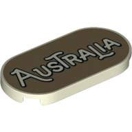 Visuel indicatif Rebrickable de Tuile ronde 2 x 4 avec 'Australia' sur fond brun foncé motif imprimé (Tile Round 2 x 4 with 'Australia' on Dark Tan Background Print)