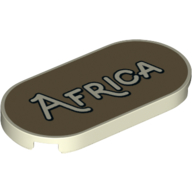 Visuel indicatif Rebrickable de Tuile ronde 2 x 4 avec 'Africa' sur fond noir imprimé (Tile Round 2 x 4 with 'Africa' on Dark Tan Background Print)