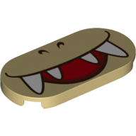 Tuile ronde 2 x 4 avec bouche, crocs motif imprimé (Tile Round 2 x 4 with Mouth, Fangs Print)