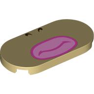 Tuile ronde 2 x 4 avec motif imprimé Grandes lèvres roses (Tile Round 2 x 4 with Large Pink Lips Print)