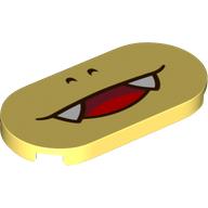 Tuile ronde 2 x 4 avec bouche souriante avec motif imprimé 2 dents (Tile Round 2 x 4 with Smiling Mouth with 2 Teeth Print)