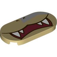 Tuile ronde 2 x 4 avec bouche, crocs, gris clair bleuâtre tache motif imprimé (Tile Round 2 x 4 with Mouth, Fangs, Light Bluish Grey Spot Print)