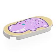 Visuel indicatif Rebrickable de Tuile ronde 2 x 4 avec la lavande jell-o hippopotame sur fond beige motif imprimé (Tile Round 2 x 4 with Lavender Jell-O Hippo on Tan Background Print)