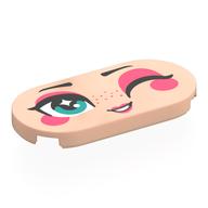 Visuel indicatif Rebrickable de Tuile ronde 2 x 4 avec visage, yeux turquoise foncé, fard à paupières corail, joues, lèvres, motif imprimé clin d'œil (Tile Round 2 x 4 with Face, Dark Turquoise Eyes, Coral Eyeshadow, Cheeks, Lips, Winking Print)