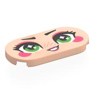 Visuel indicatif Rebrickable de Tuile ronde 2 x 4 avec visage, yeux vert vif, fard à paupières corail, joues, lèvres, rousseur motif imprimé (Tile Round 2 x 4 with Face, Bright Green Eyes, Coral Eyeshadow, Cheeks, Lips, Freckles Print)