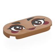 Visuel indicatif Rebrickable de Tuile ronde 2 x 4 avec visage, yeux brun rougeâtre, ombre à paupières rouge foncé, joues, lèvres motif imprimé (Tile Round 2 x 4 with Face, Reddish Brown Eyes, Dark Red Eyeshadow, Cheeks, Lips Print)