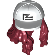 Coiffure et chapeau, Capuchon Angle, cheveux longs Motif imprimé rouge foncé (Hair and Hat, Cap Angled, Long Hair Dark Red Print)