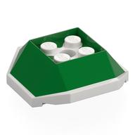 Brique biseautée, incliné 4 x 4 avec motif de dessous blanc (coquille Koopa Troopa) (Brick Wedged, Sloped 4 x 4 with White Underside Pattern (Koopa Troopa Shell))