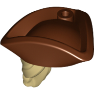Cheveux et chapeau, chapeau de pirate Tricorne brun rougeâtre avec queue de cheval (Hair and Hat, Pirate Hat Tricorne Reddish Brown with Ponytail)