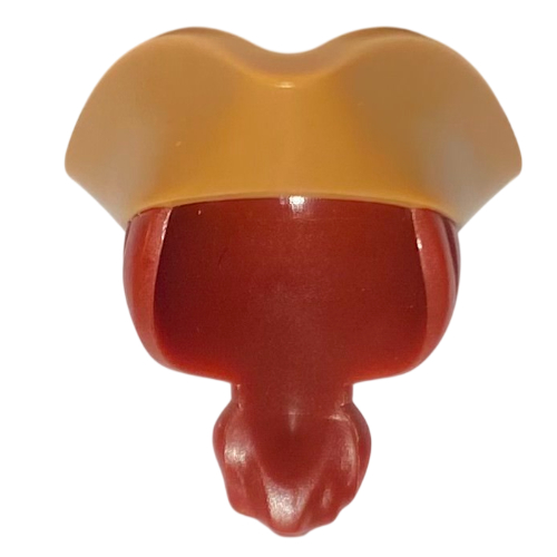 Visuel indicatif Rebrickable de Cheveux et chapeau, chapeau de pirate tricorne nougat moyen avec motif queue de cheval (Hair and Hat, Pirate Hat Tricorne Medium Nougat with Ponytail Pattern)