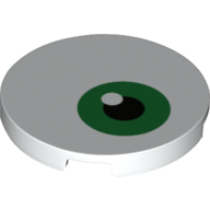 Visuel indicatif Rebrickable de Tuile ronde 3 x 3 avec motif imprimé de cercles verts, noirs, blancs (œil) (Tile Round 3 x 3 with Green, Black, White Circles Print (Eye))