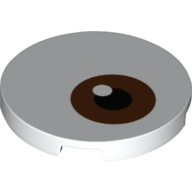 Visuel indicatif Rebrickable de Tuile ronde 3 x 3 avec motif imprimé Cercles bruns, blancs, noirs (œil) (Tile Round 3 x 3 with Brown, White, Black Circles Print (Eye))