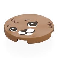 Visuel indicatif Rebrickable de Tuile ronde 3 x 3 avec visage de lapin, motif imprimé nez blanc (Tile Round 3 x 3 with Bunny Face, White Nose Print)