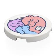 Visuel indicatif Rebrickable de Tuile ronde 3 x 3 avec chat lavande, cheval rose, motif imprimé chien bleu (Tile Round 3 x 3 with Lavender Cat, Pink Horse, Blue Dog Print)