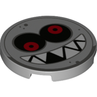 Tuile ronde 3 x 3 avec visage, dents pointues, motif imprimé yeux rouges (Tile Round 3 x 3 with Face, Sharp Teeth, Red Eyes Print)
