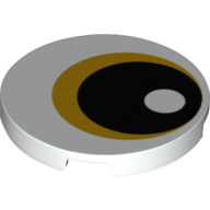 Visuel indicatif Rebrickable de Tuile ronde 3 x 3 avec motif imprimé Cercles d'or et noirs (œil) (Tile Round 3 x 3 with Gold and Black Circles Print (Eye))
