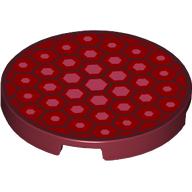 Visuel indicatif Rebrickable de Tuile ronde 3 x 3 avec motif hexagonal rouge et rose vif (Tile Round 3 x 3 with Red and Bright Pink Hexagons Print)