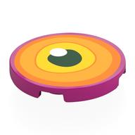 Visuel indicatif Rebrickable de Tuile ronde 3 x 3 avec œil orange/clair clair orange/jaune, noir pupille motif imprimé (Tile Round 3 x 3 with Orange/Bright Light Orange/Yellow Eye, Black Pupil Print)