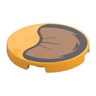 Visuel indicatif Rebrickable de Tuile ronde 3 x 3 avec motif imprimé Nougat Moyen/Oreille Lion Noir (Tile Round 3 x 3 with Medium Nougat/Black Lion Ear Print)