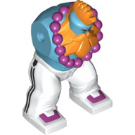 Corps géant, pantalon blanc, perles magenta, motif imprimé barbe orange (Body Giant, White Pants, Magenta Beads, Orange Beard Print)