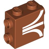 Visuel indicatif Rebrickable de Brique spéciale 1 x 2 x 1 2/3 avec 8 tenons sur 3 côtés avec des lignes blanches / atari logo motif imprimé (Brick Special 1 x 2 x 1 2/3 with 8 Studs on 3 Sides with White Lines/Atari Logo Print)