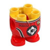 Corps minion, costume de course rouge, blanc/noir logo imprimé (Minion Body, Red Racing Suit, White/Black Logo Print)