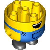 Minion corps, grande, bleu salopette, bouche ouverte sourire motif imprimé (Minion Body, Large, Blue Overalls, Open Mouth Smile Print)