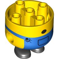 Minion corps, grande, bleu salopette, bouche surprise motif imprimé (Minion Body, Large, Blue Overalls, Surprised Mouth Print)