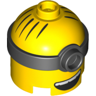 Tête de minifigurine spéciale, minion, moyen, lunettes à 1 œil, motif : sourire bouche ouverte (Minifig Head Special, Minion, Medium, 1-Eyed Goggles, Open Mouth Smile Print)