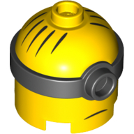 Tête de minifigurine spéciale, minion, moyen, lunettes à 1 œil, bouche fermée, motif imprimé triste (Minifig Head Special, Minion, Medium, 1-Eyed Goggles, Closed Mouth, Sad Print)