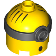 Tête de minifigurine spéciale, minion, moyen, lunettes à 1 œil, motif : surpris (Minifig Head Special, Minion, Medium, 1-Eyed Goggles, Surprised Print)