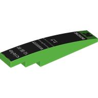 Visuel indicatif Rebrickable de Brique courbée 1 x 6 avec noir 'K', blanc Sponsors sur fond noir motif imprimé (Brick Curved 1 x 6 with Black 'K', White Sponsors on Black Background Print)