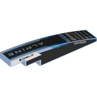 Visuel indicatif Rebrickable de Brique courbée 1 x 6 avec motif imprimé blanc 'ALPINE', Sponsors sur fond noir (Brick Curved 1 x 6 with White 'ALPINE', Sponsors on Black Background Print)