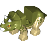 Visuel indicatif Rebrickable de Animal, dinosaure, tricératops, bébé, beige dessous, vert olive taches imprimé (Animal, Dinosaur, Triceratops, Baby, Tan Underside, Olive Green Spots Print)